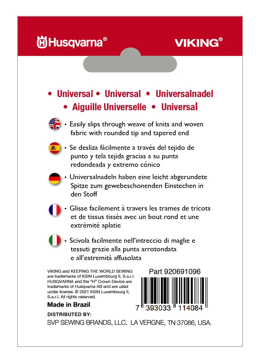 HUSQVARNA® VIKING® Universal Needles Size 110/18 5-pack - Image 2