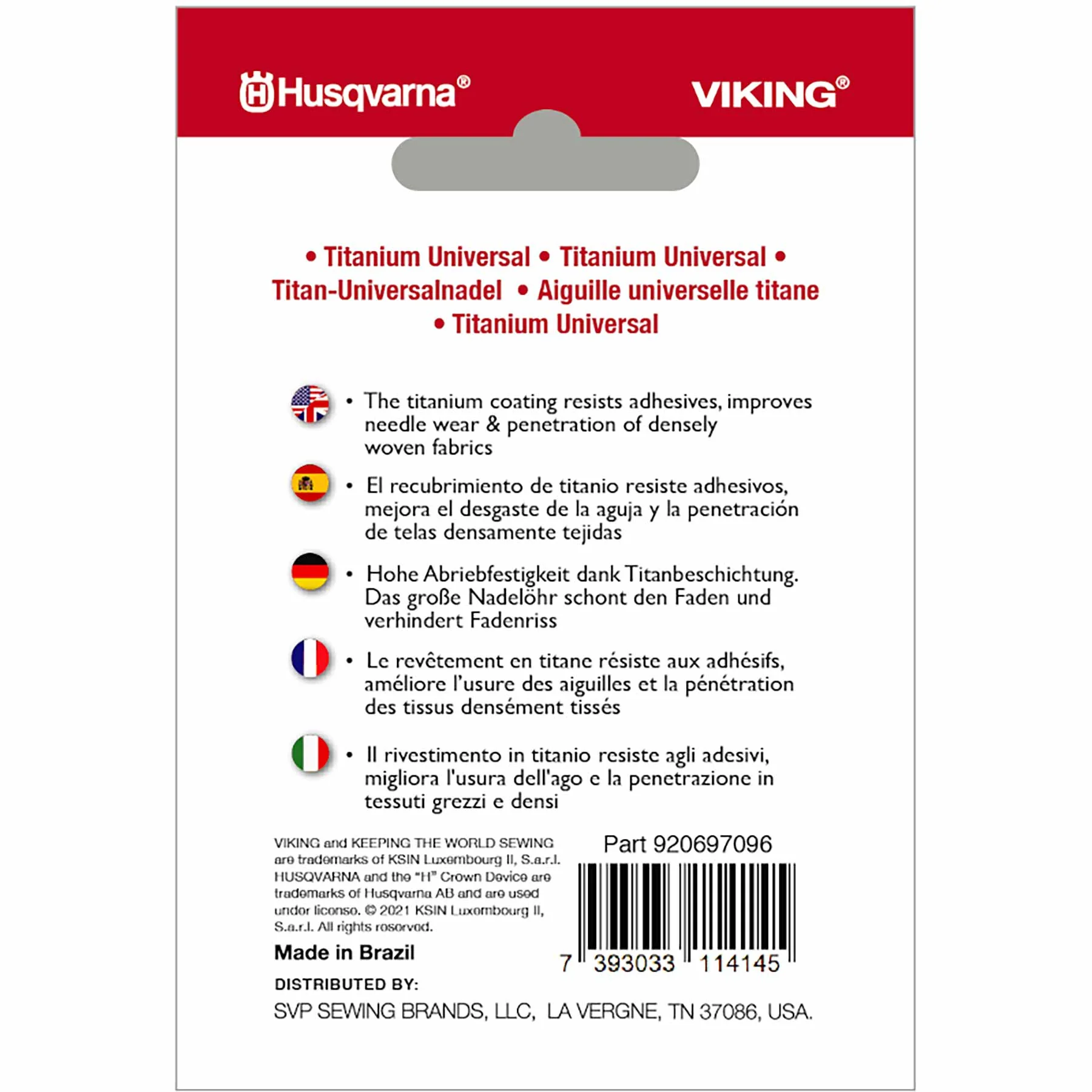 HUSQVARNA® VIKING® Universal Titanium Needles Size 80/12 5-pack - Image 2